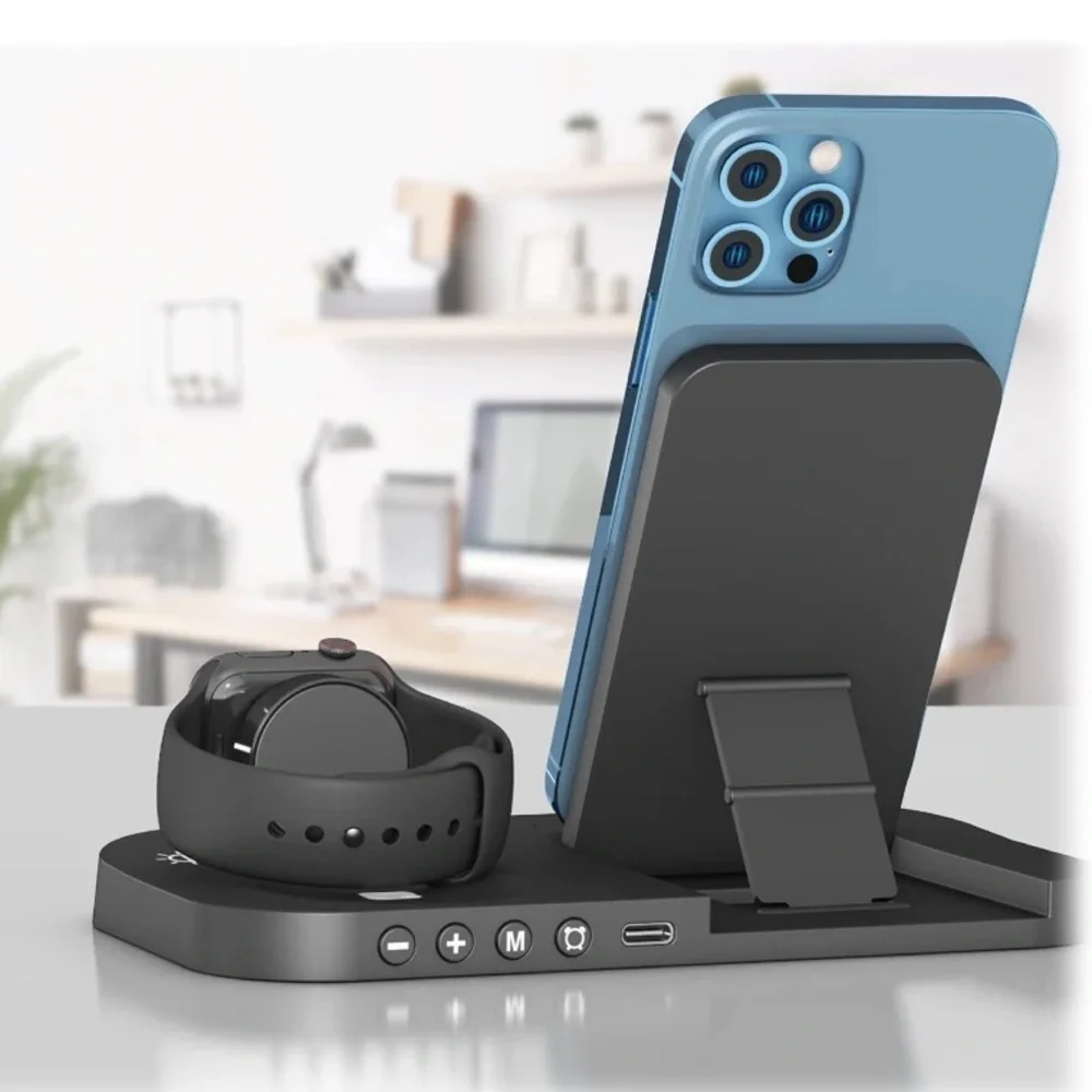 Black Trio Powerhouse 3-in-1 Wireless Charging Station